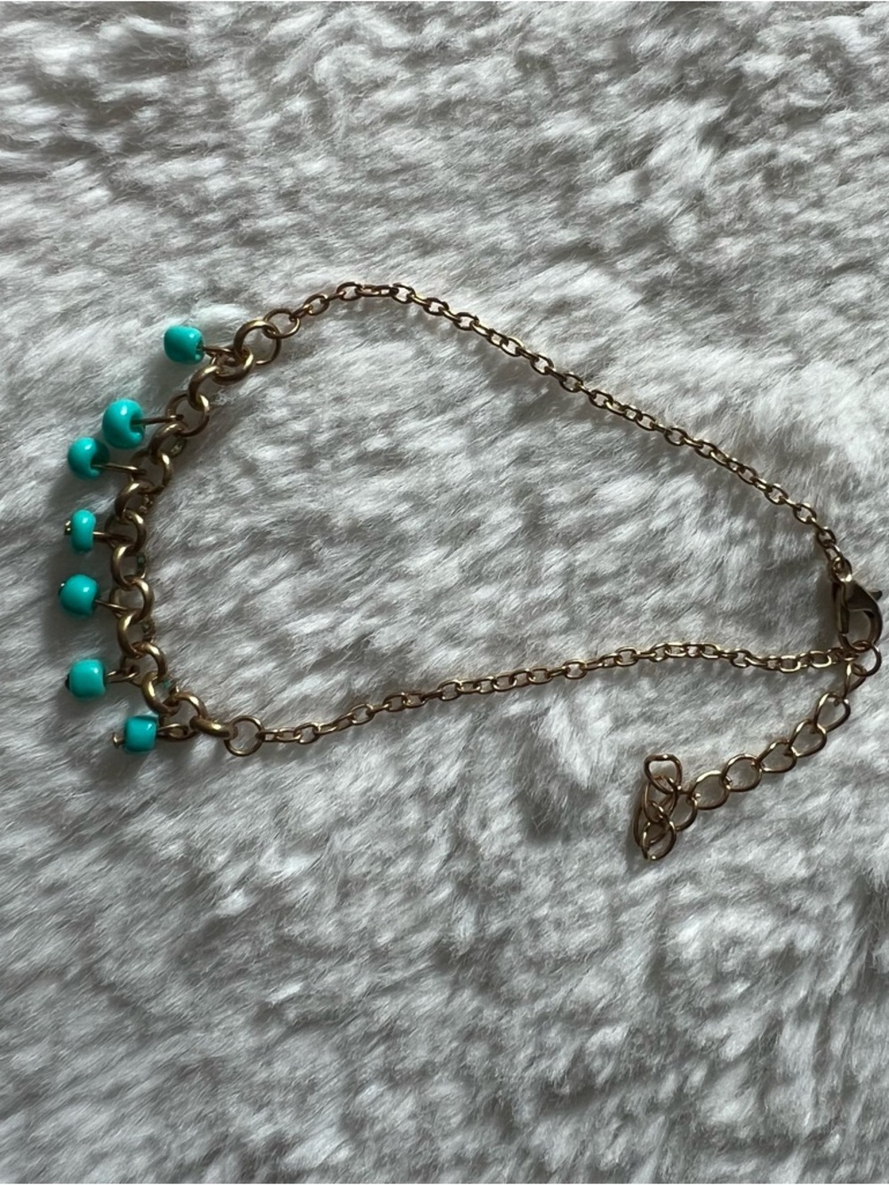 Gold Chain Ankle Bracelet with Turquoise Beads